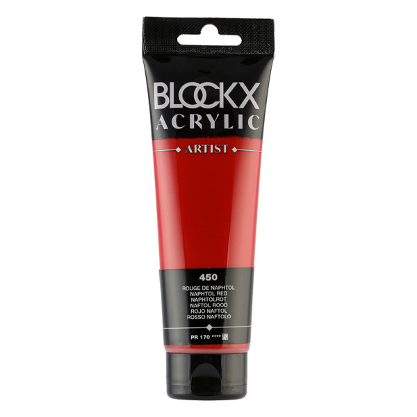 photo-Peinture acrylique - Rouge de naphtol - 450 - BLOCKX Artist - Qualité beaux-arts - Tube 120ml