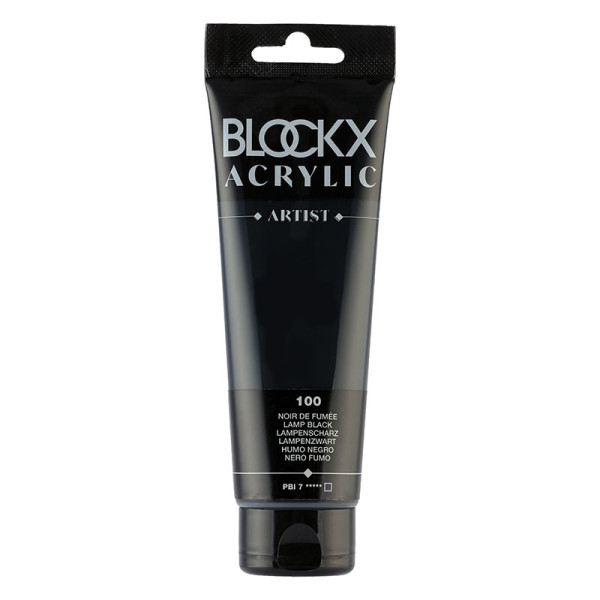 photo-Peinture acrylique - Noir de fumée - 100 - BLOCKX Artist - Qualité beaux-arts - Tube 120ml
