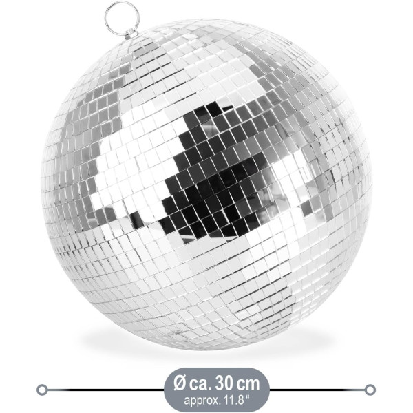 Boule à facettes - Décoration - Fête - A suspendre - 30cm diamètre - Argent