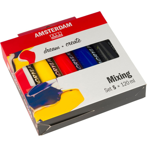 Set peinture acrylique de 5 tubes - Pour mélange - Amsterdam
