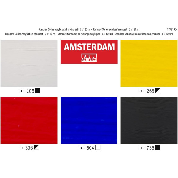 Set peinture acrylique de 5 tubes - Pour mélange - Amsterdam