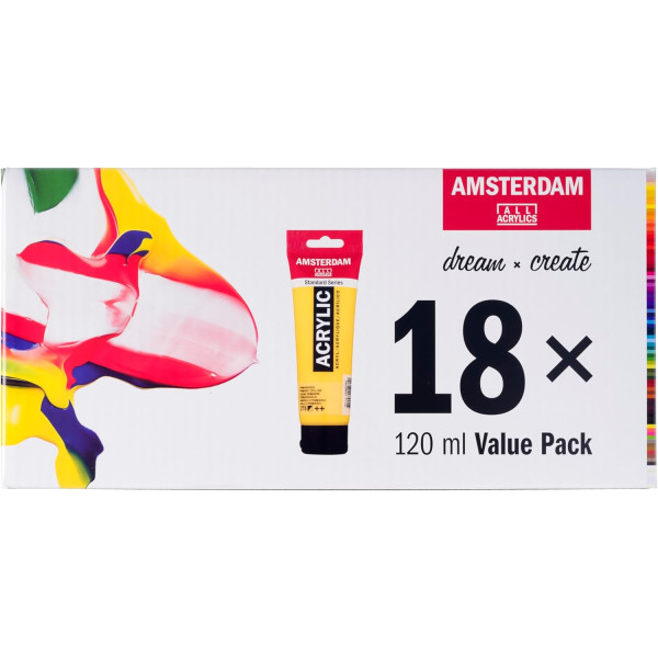 photo- Set peinture acrylique de 18 tubes - Amsterdam
