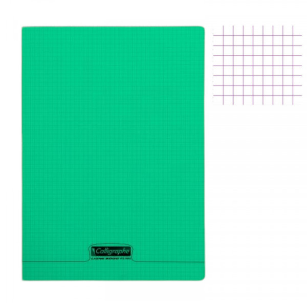 photo - Cahier - A4 (21x29,7cm) - Petits carreaux - 96 pages - Polypro - Vert