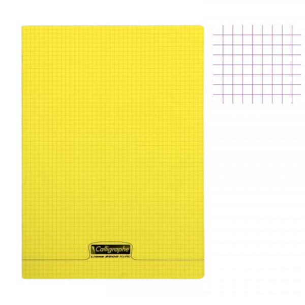 photo - Cahier - A4 (21x29,7cm) - Petits carreaux - 96 pages - Polypro - Jaune