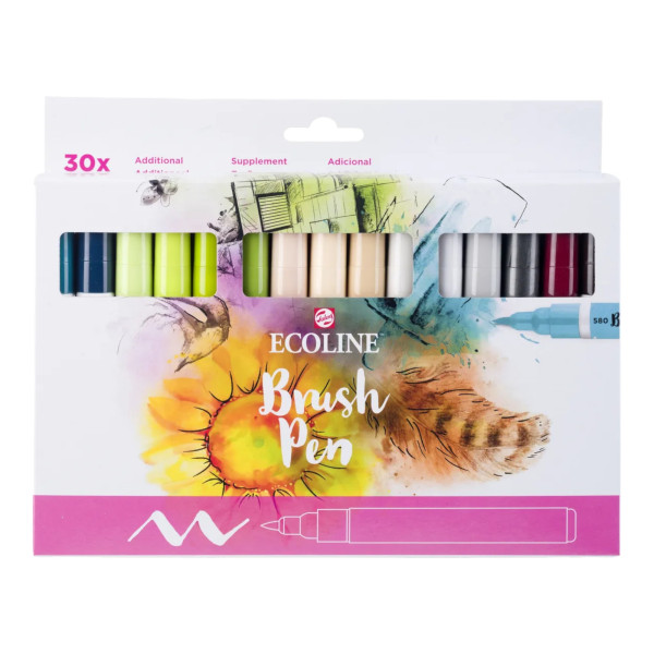 photo - Feutres - Aquarelle - Dessin - Croquis - 30 couleurs - Ecoline