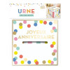 Urne - Rayures et pois - Multicolore - Joyeux anniversaire - Cagnotte - Carton - 20x20x20cm - Festi Party