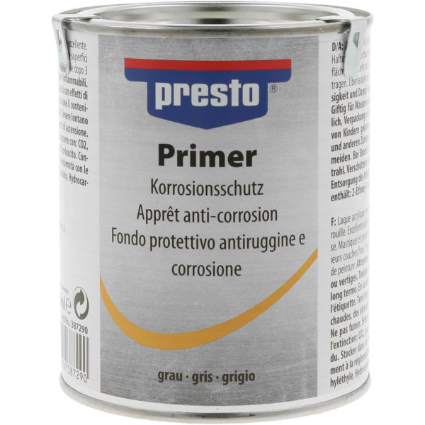 photo - Apprêt - Primaire - Anti-corrosion - Gris - Pour métal - Presto - Pot de 750ml