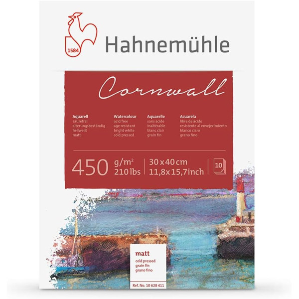 photo-Bloc - Aquarelle - 30x40cm - 450g - 10 feuilles - Grain fin - Hahnemühle - Cornwall