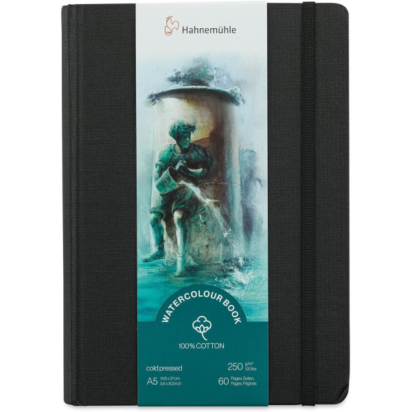 photo - Carnet aquarelle - Watercolour book - 100% coton - 250g/m² - 30 feuilles grain fin - Portrait - A5 - Hahnemühle