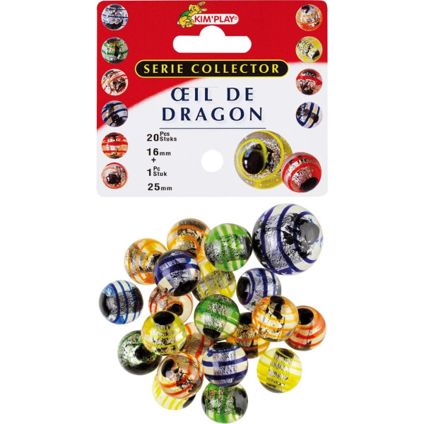 photo - Billes - Filet de 20 billes + 1 calot - Œil de dragon - Jeu - Enfant