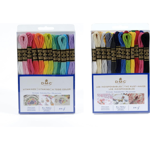 photo-Fils de laine - 48 échevettes - Fil mouliné - DMC - Couleurs vitamines - Broderie - Point de croix