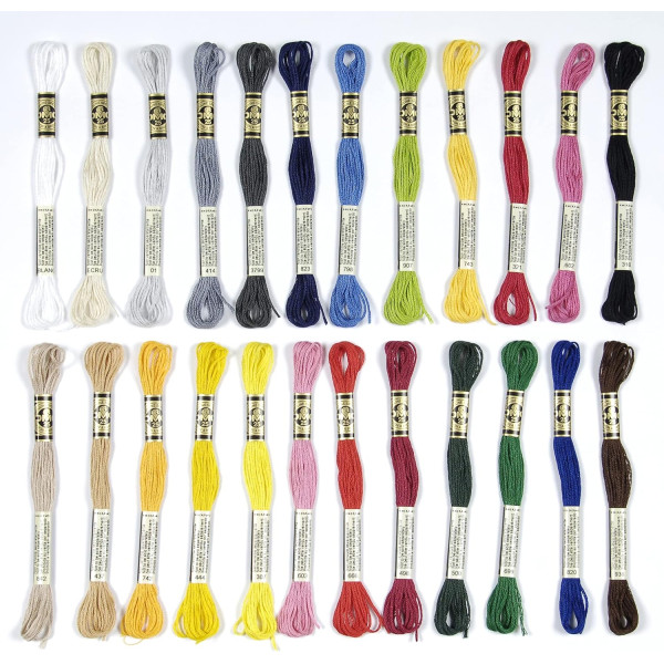 Fils de laine - 48 échevettes - Fil mouliné - DMC - Couleurs vitamines - Broderie - Point de croix