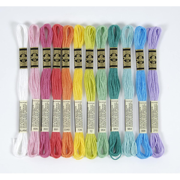 Fils de laine - 48 échevettes - Fil mouliné - DMC - Couleurs vitamines - Broderie - Point de croix