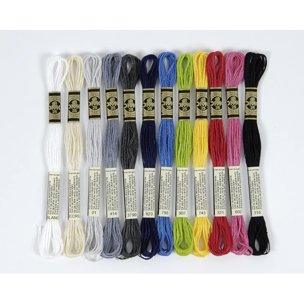 Fils de laine - 48 échevettes - Fil mouliné - DMC - Couleurs vitamines - Broderie - Point de croix