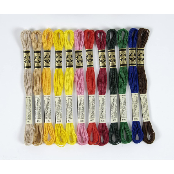 Fils de laine - 48 échevettes - Fil mouliné - DMC - Couleurs vitamines - Broderie - Point de croix