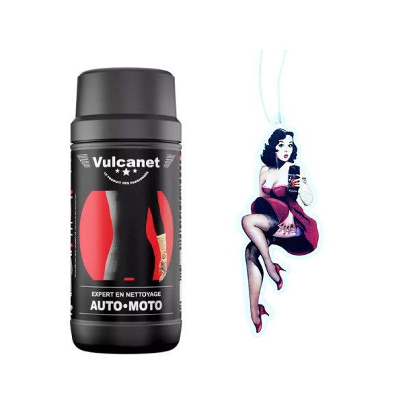 photo-Vulcanet - Nettoyage auto/moto - Lavage sans eau - Lingettes + chiffon - Désodorisant offert