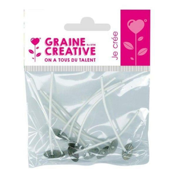 photo-Mèches pour bougies - Avec pied métal - 7cm hauteur - Sachet de 10 pièces