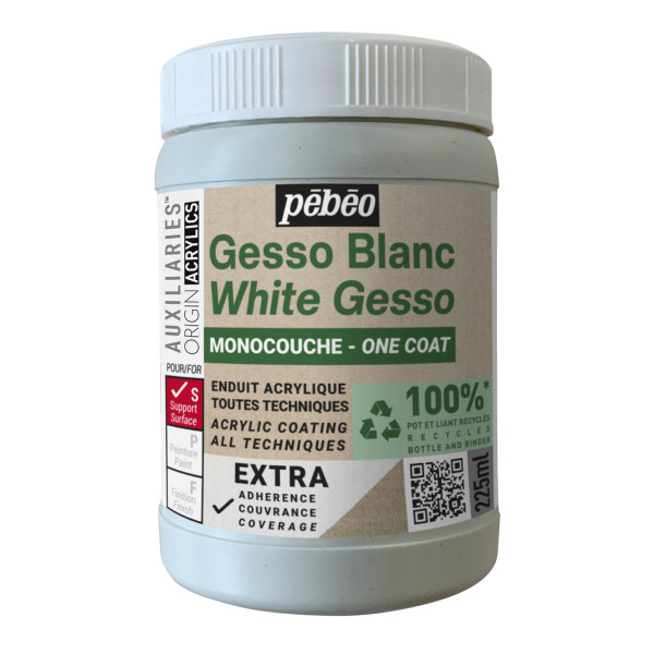 photo-Gesso - Blanc - Monocouche - Enduit acrylique - Toutes techniques - Pébéo - 225ml