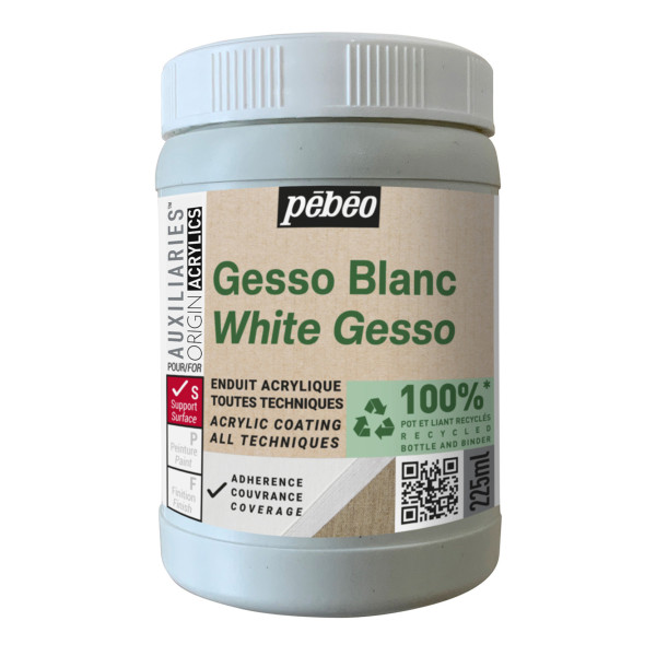 photo-Gesso - Blanc - Apprêt - Mate - Toutes techniques - Pébéo - 225ml