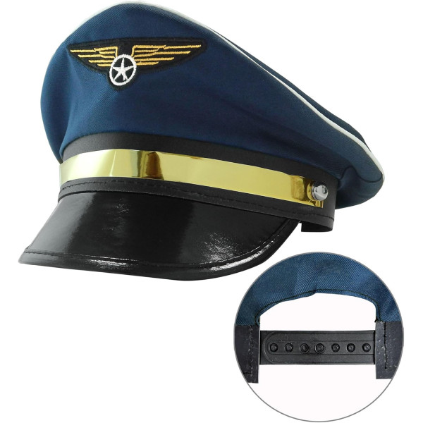 photo-Déguisement - Casquette de pilote d'avion - Réglable - Adulte - Carnaval - Fête