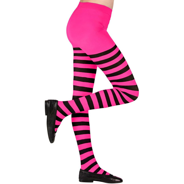 Collants - Rayés - Rose/Noir - Enfant - Taille 1/3 ans - Déguisement sorcière