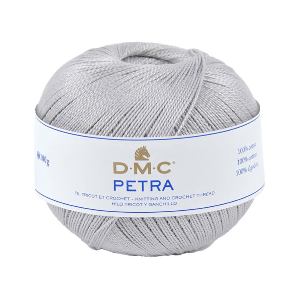 photo-Pelote de laine - 100% coton - Gris - DMC - Petra - Longues fibres