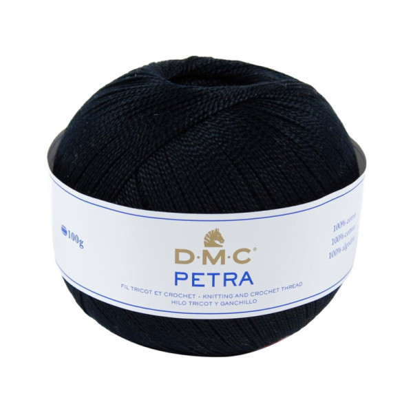photo-Pelote de laine - 100% coton - Noir - 5310 - DMC - Petra - Grosseur 5
