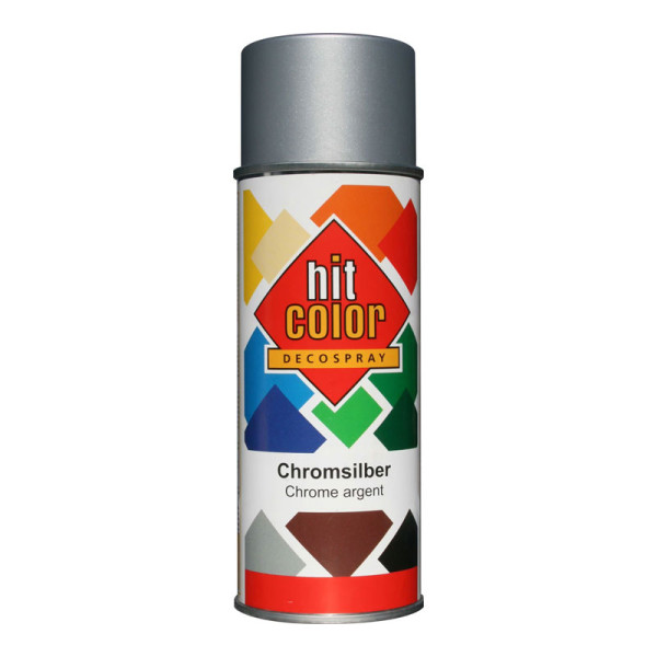 photo-Bombe de peinture - Chrome argent - Décoration - Tous supports - Hit Color - 400ml