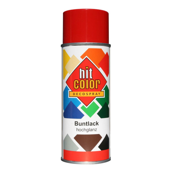 PHOTO-Bombe de peinture - Rouge feu - RAL3000 - Décoration - Tous supports - Hit Color - 400ml