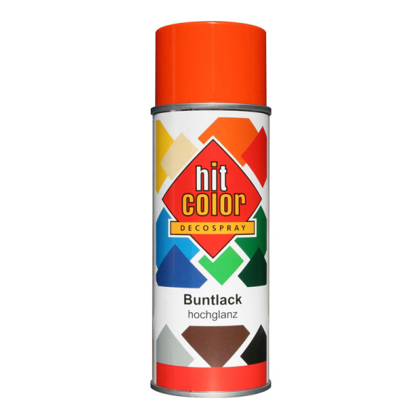 photo-Bombe de peinture - Orange pur - RAL2004 - Brillant - Décoration - Tous supports - Hit Color - 400ml