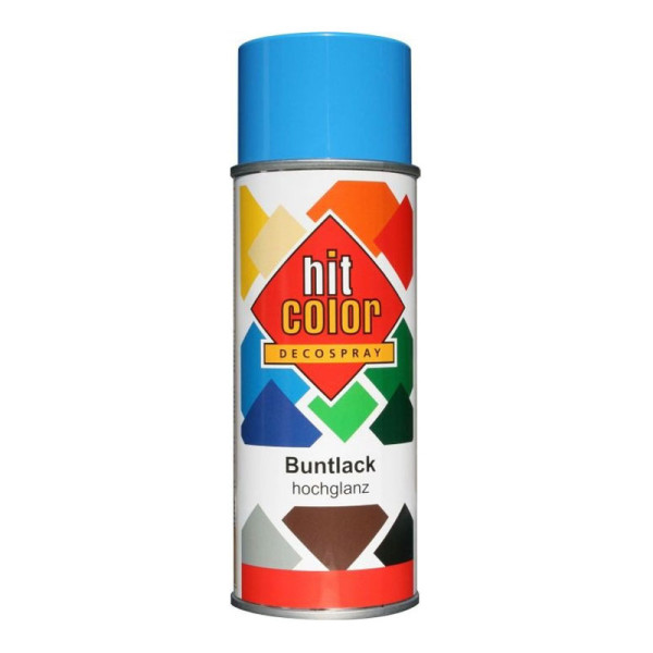 PHOTO-Bombe de peinture - Bleu ciel - RAL5015 - Brillant - Décoration - Tous supports - Hit Color - 400ml