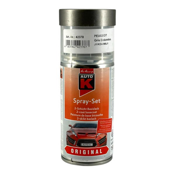 photo-Bombe de peinture carrosserie - Peugeot - Gris dolomite - J1/KDA/M0J1 - 150 ml - Auto K