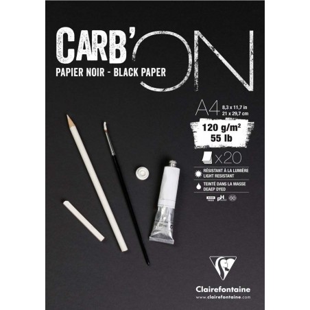 photo-Bloc - A4 - Dessin - Feutre - Pastel - 20 feuilles - 120g - Clairefontaine - Carb'On