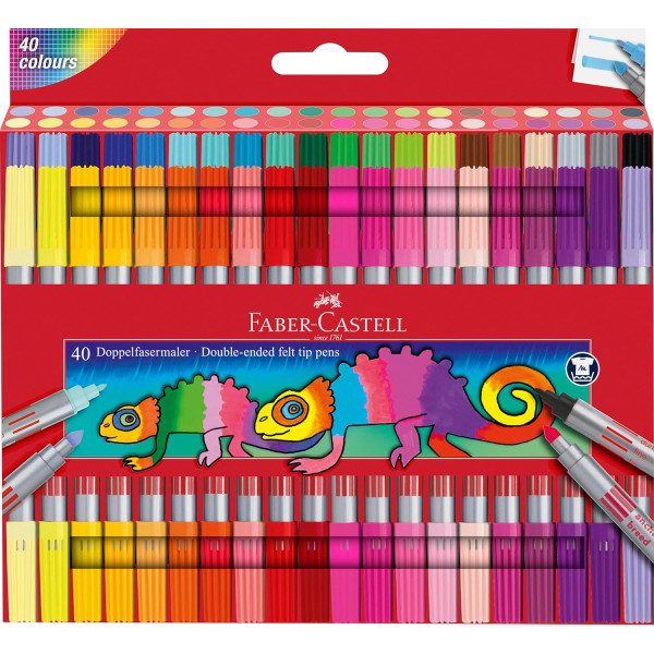 photo-Feutres de coloriage - Double pointe - 40 couleurs - Enfant - Faber-Castell
