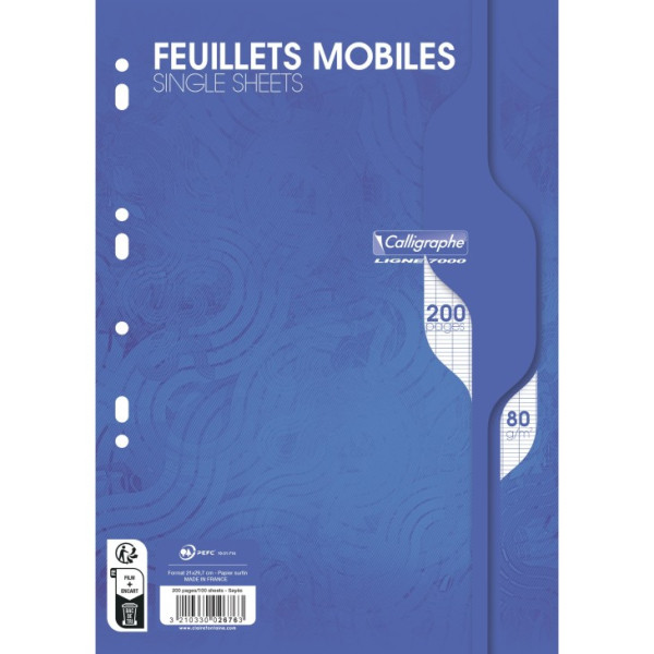 photo-Feuilles simples - A4 - Grands carreaux - Perforées - 200 feuilles - Clairefontaine