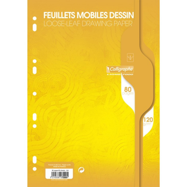 Copies simples - Blanche - Uni - Dessin - Perforées - A4 - 120G - Clairefontaine