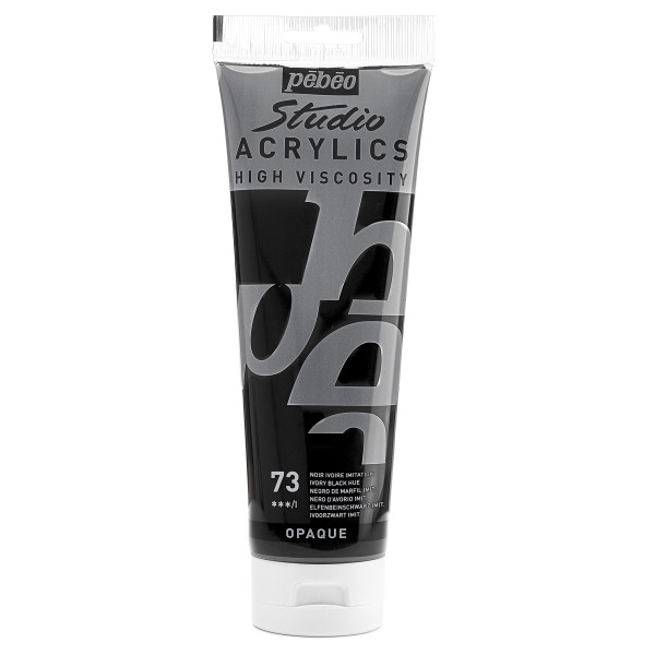 photo-Tube de peinture acrylique - Noir Ivoire imitation - Pébéo Studio - 250 ml
