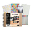 photo-Album de scrapbooking - 32x22cm - Beige - Inclus stickers, feutres, pochoirs, coins photos - Exacompta