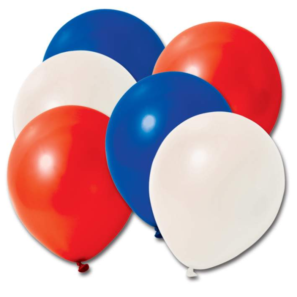 photo-Ballons - A gonfler - Bleu, blanc, rouge - Sachet de 24 - Supporteur - Fête