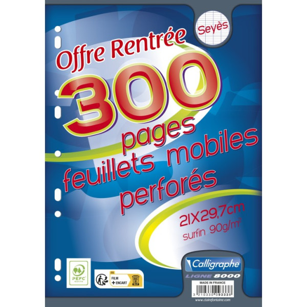 photo-Feuilles simples - Grands carreaux - A4 - 300 feuilles - Clairefontaine