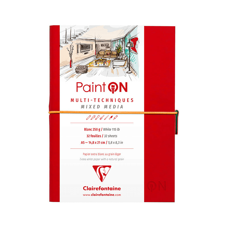 photo-Carnet - Multi techniques - A5 - 64 pages - 250g - Rouge - Paint On Mixed Media - Clairefontaine