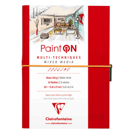 photo-Carnet - Multi techniques - A5 - 64 pages - 250g - Rouge - Paint On Mixed Media - Clairefontaine