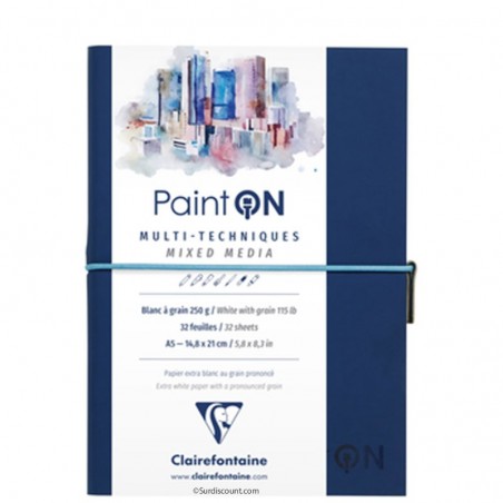 photo-Carnet - Multi techniques - A5 - 64 pages - 250g - Bleu - Paint On Mixed Media - Clairefontaine