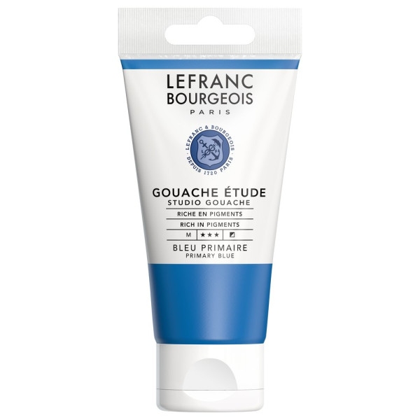 photo-Gouache - Etude - Bleu primaire - 63 - Lefranc Bourgeois - Studio Gouache - 80ml