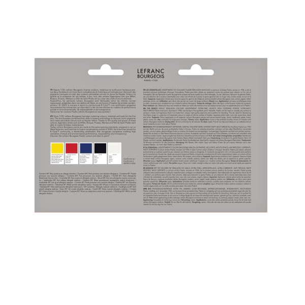 Peinture vinylique - Extra-fine - Coffret 5 couleurs - Tubes 80ml - Lefranc Bourgeois