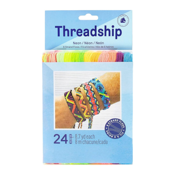photo-24 échevettes - Fils pour bracelet brésilien - Couleurs néon - 8m longueur - DMC
