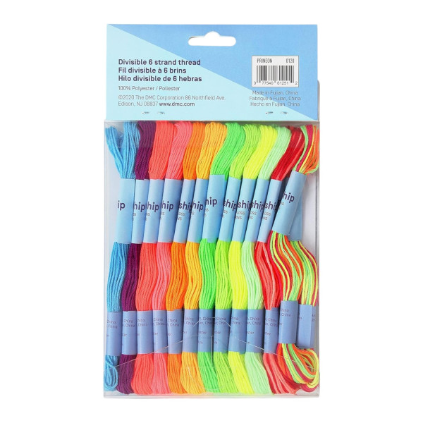 24 échevettes - Fils pour bracelet brésilien - Couleurs néon - 8m longueur - DMC