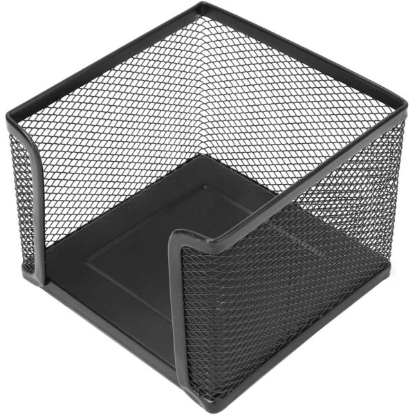 Support pour bloc-notes - Métal - Noir - Pour le bureau - 10,5x10,5x8cm