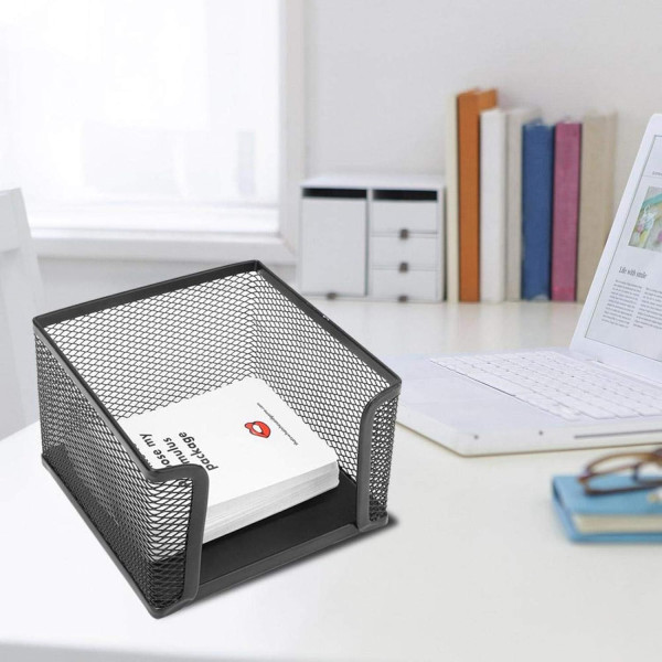 Support pour bloc-notes - Métal - Noir - Pour le bureau - 10,5x10,5x8cm