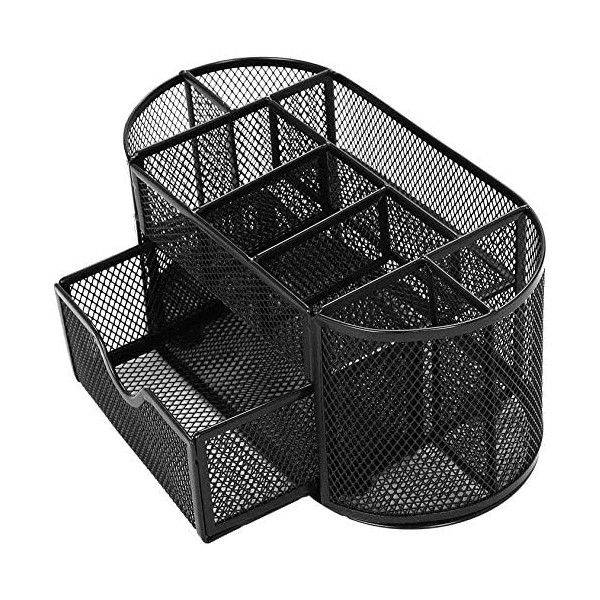 photo-Organiseur de bureau - 9 compartiments - Métal - Noir - Pour le bureau